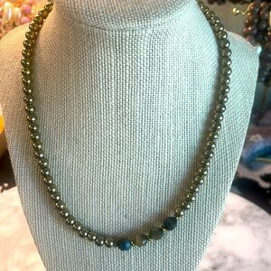 Gold hematite & tigers eye necklace in size 16”